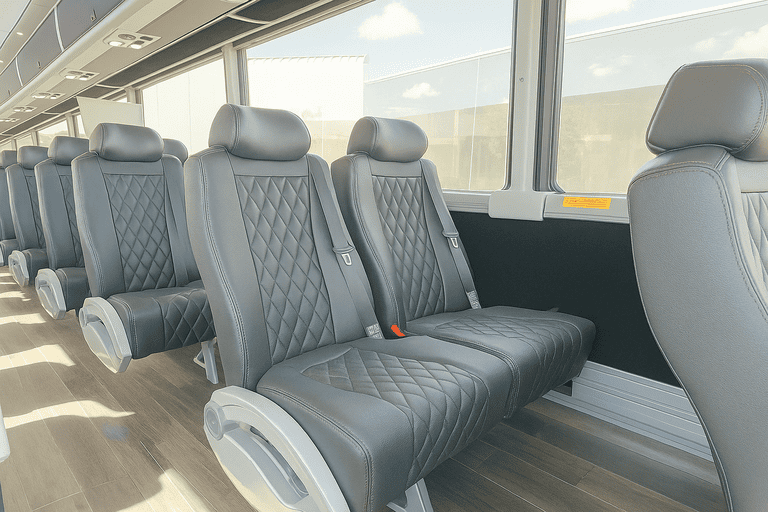 interior of Washington Minibus Company charter bus