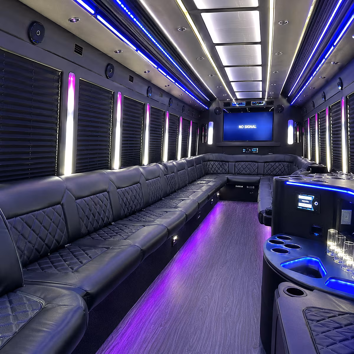 washington 30 passenger party bus inside