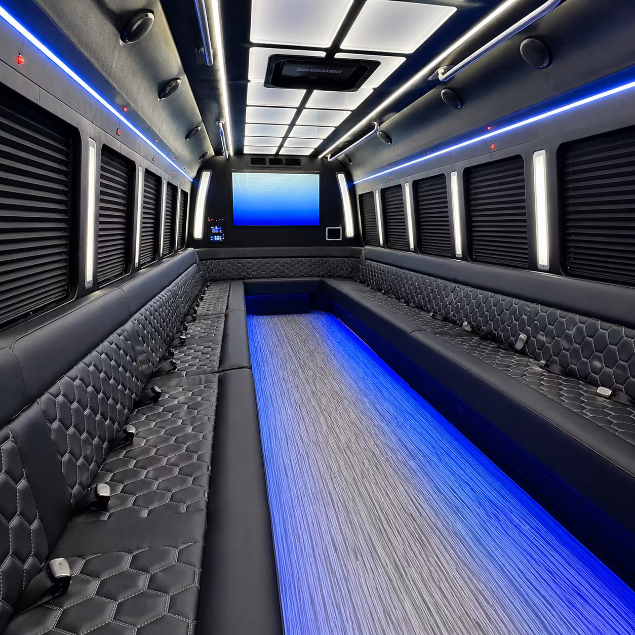 washington 50 passenger party bus inside